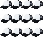 12 Pcs Sublimation Trucker Hats Blank Mesh Baseball Cap Polyester Bulk Mesh Trucker Hat for Men and Women