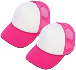 Sublimation Blanks Polyester Mesh Cap Mesh Hat Two Tone Trucker Summer Mesh Cap with Adjustable ,2pcs per Pack