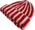 Rib Knit Striped Beanie Cuffed Winter Warm Casual Daily Hat for Unisex Adults