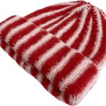 Rib Knit Striped Beanie Cuffed Winter Warm Casual Daily Hat for Unisex Adults