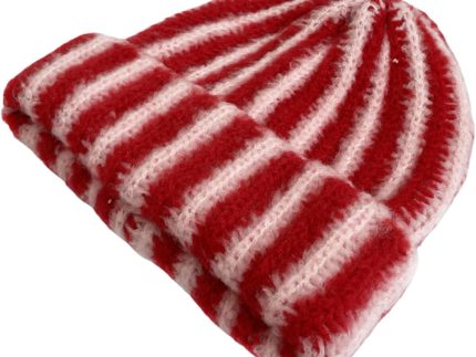 Rib Knit Striped Beanie Cuffed Winter Warm Casual Daily Hat for Unisex Adults