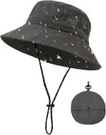 Quick Dry Waterproof Bucket Hat for Men Women Packable Sun Hats Cap Outdoors Breathable with Detachable Chin Strap