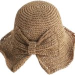 Foldable Wide Brim Floppy Straw Beach Sun Hat,Summer Bucket Cap with Bowknot for Women Girls
