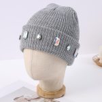 Women's Glitter Rhinestone Beanie Winter Warm Cuffed Ribbed Knit Hat Daily Accessories Gift - Image 2