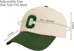 Cream White & Forest Green Color Block Baseball Cap with Letter , Trendy Unisex Adjustable Dad Hat for Young Adults & Everyday Casual Outfits-Beige+Dark Green - Image 2