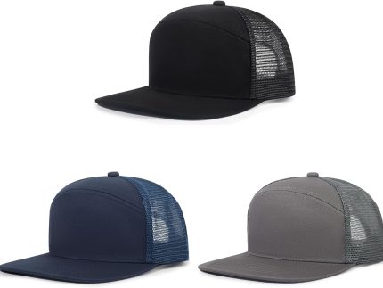 Trucker Hats Mesh 7 Panel  Hats Adjustable Blank Baseball Cap for Men and Women