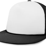 Flat Billed Trucker Hat Mesh Back  Adjustable Cap Solid Two Toned