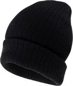 Men Women Warm Knit Cuffed Plain Beanie Hat Skull Cap. - Image 2