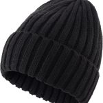 Women's Rib Knit Cuffed Beanie Hat Stretch Acrylic Winter Hat Thick Warm Snow Ski Cap