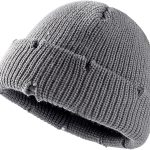 Unisex Warm Knit Skull Cap Hip-hop Slouchy Ripped Knitted Hat