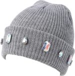 Women's Glitter Rhinestone Beanie Winter Warm Cuffed Ribbed Knit Hat Daily Accessories Gift