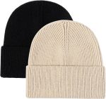 2 Pack Men's Unisex Winter Beanie Hat Rib Knit Cuffed Women Cap