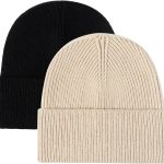 2 Pack Men's Unisex Winter Beanie Hat Rib Knit Cuffed Women Cap