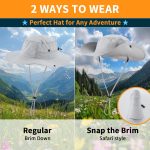 Mens Sun Hat Wide Brim Womens UV Protection Beach Bucket Hat for Fishing Hiking Snap Up Cowboy Hat - Image 2