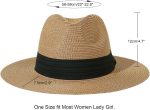 Women Wide Brim Straw Panama Roll up Hat Fedora Beach Sun Hat - Image 2