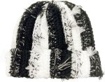 Womens Chunky Crochet Beanie Casual Cuffed Winter Hat with Boho Tassel Knot