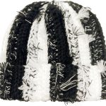 Womens Chunky Crochet Beanie Casual Cuffed Winter Hat with Boho Tassel Knot