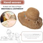 Foldable Straw Beach Sun Hats for Women Floppy Wide Brim Travel Hat - Image 2