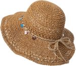 Foldable Straw Beach Sun Hats for Women Floppy Wide Brim Travel Hat