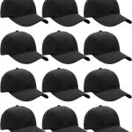 Wholesale Bulk Lot 12-Pack Baseball Cap Adjustable Size Plain Blank Solid Color