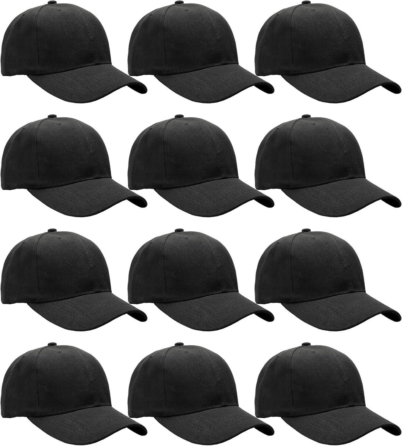 91dGMlULtdL._AC_SL1500_.jpg Wholesale Bulk Lot 12-Pack Baseball Cap Adjustable Size Plain Blank Solid Color - Image 1